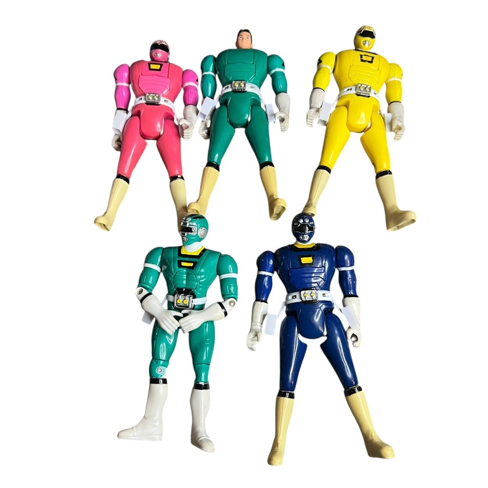 Vintage 1997 Bandai Power Rangers Turbo Action Figure Lot of 5 Multi Color 5in